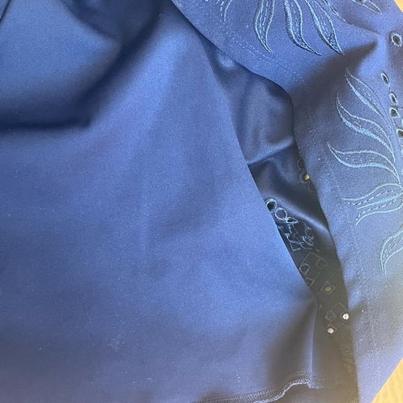 Francesca’s Collections Mi Ami Navy Blue Embroidered Dress - Picture 9 of 16